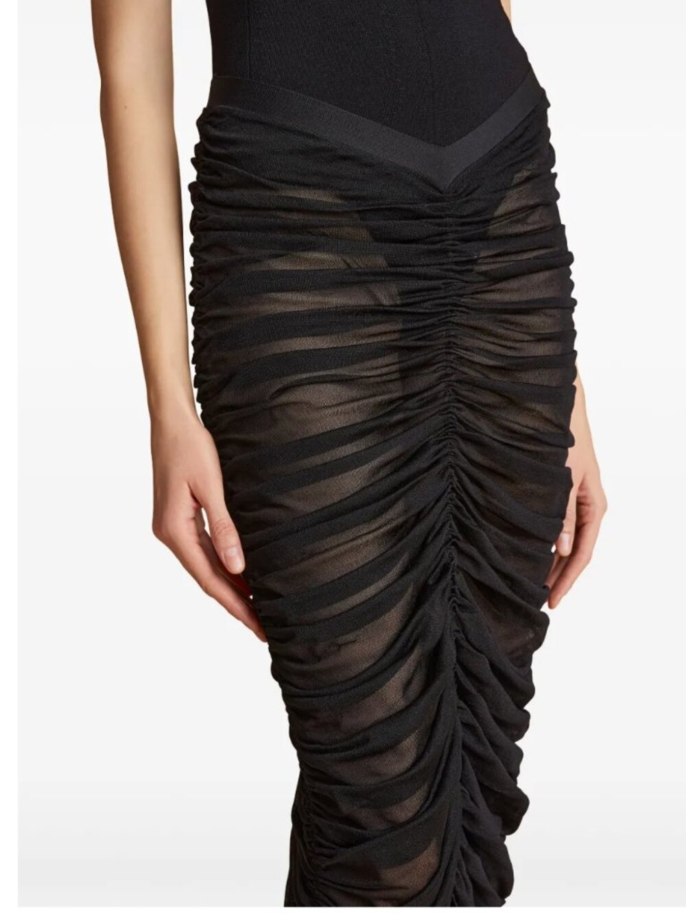 KHAITE Laure Ruched Silk Skirt - Picture 7 of 14